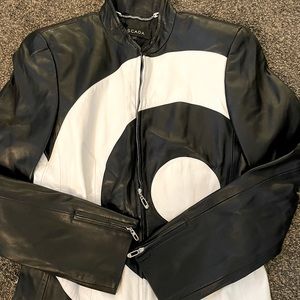 Leather Black and White Tailored Jacket